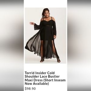 Torrid inside black lace bustier maxi dress